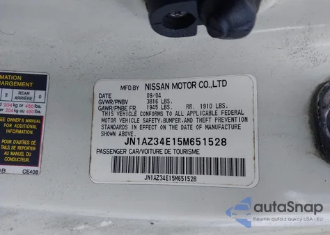 2005 Nissan 350Z Touring from USA, damaged, VIN JN1AZ34E15M651528